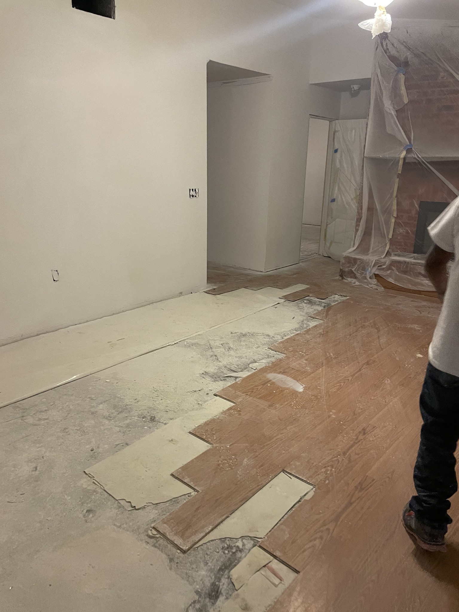 Interior walls and floor preparation during renovation