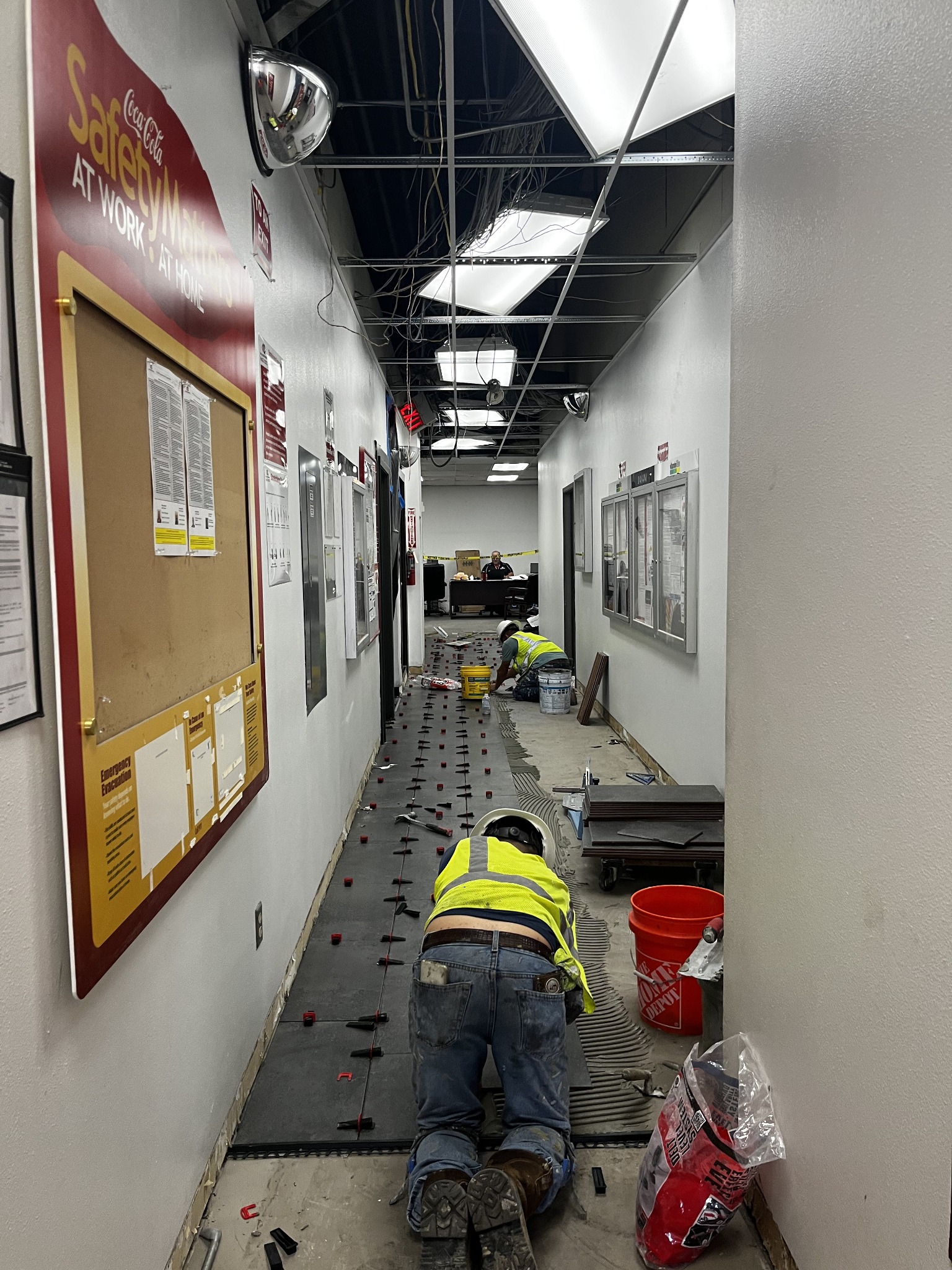 Crew working on an interior commercial renovation